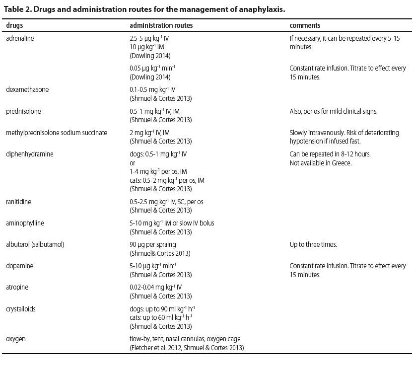 Perioperative anaphylaxis in dogs and cats